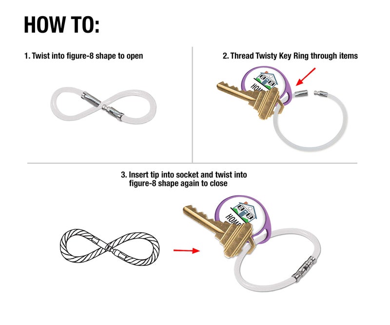 Lucky Line 5â€ Twisty Lock Key Ring, Flexible Nylon Coated Steel Wire Loop, Corrosion-Resistant and Durable, Clear, 5 Pack (8111005) - Image 5